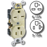Leviton 5031-I Dual Voltage Side Wired 15Amp 125V and 250V Grounding